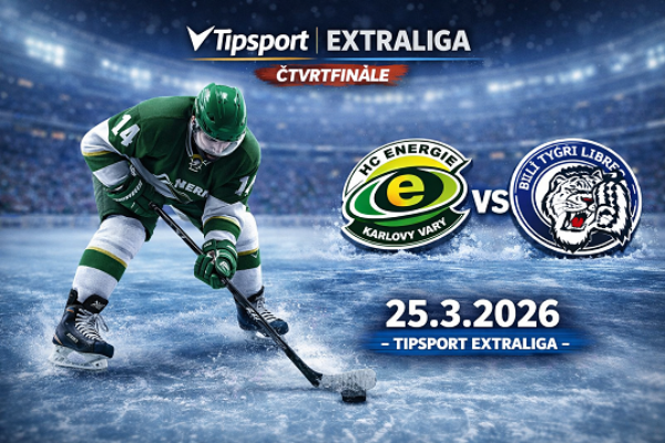 HC Energie Karlovy Vary – Bílí Tygři Liberec, živě, 25.3. 2026, hokej,