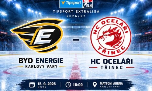 BYD Energie Karlovy Vary – HC Oceláři Třinec živě (Tipsport extraliga 2026 online stream)